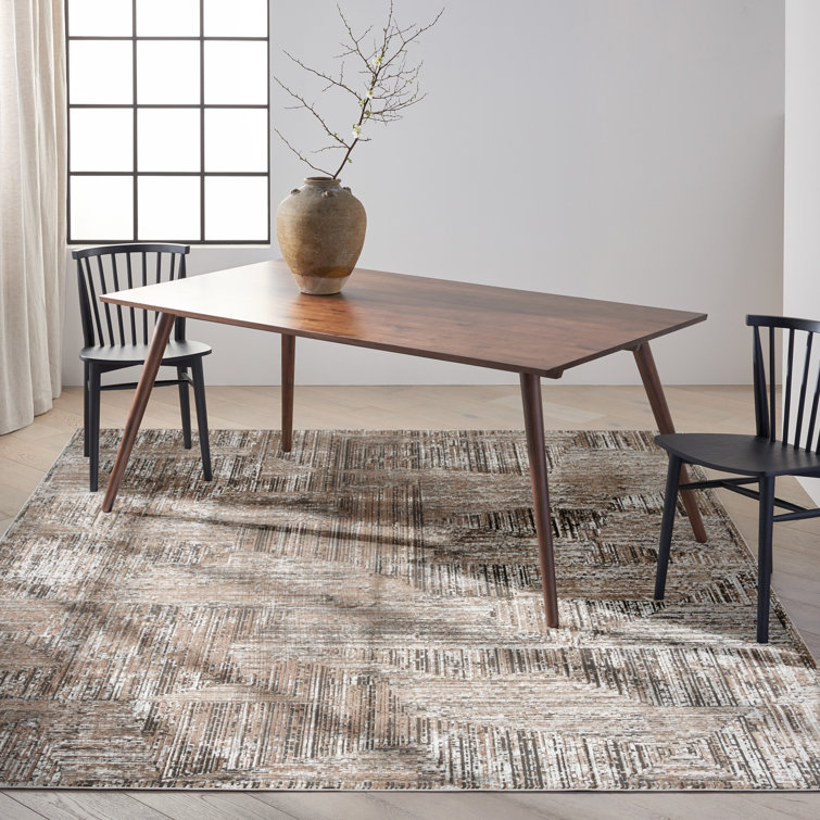 Handmade Black Ivory Abstract Synthetic 8' x 10' Rug