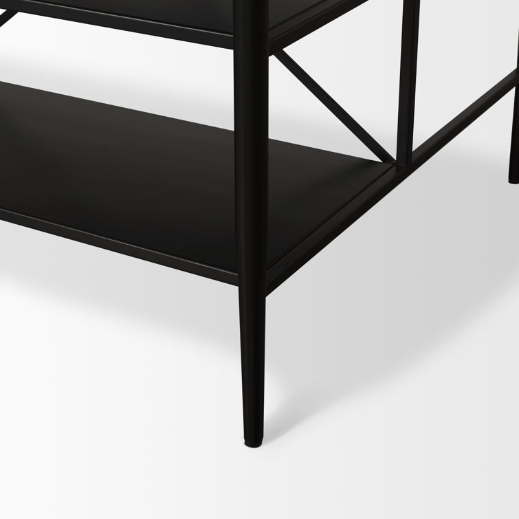 Mya White Marble Top Black Iron Kitchen Island