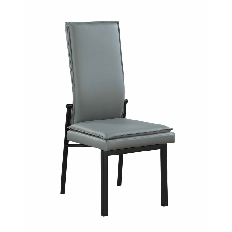 Monica Gray Faux Leather Upholstered Metal Side Chair