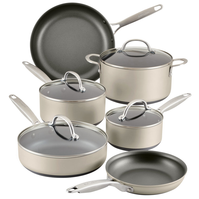 Silver 10-Piece Nonstick Aluminum Cookware Set with Glass Lids