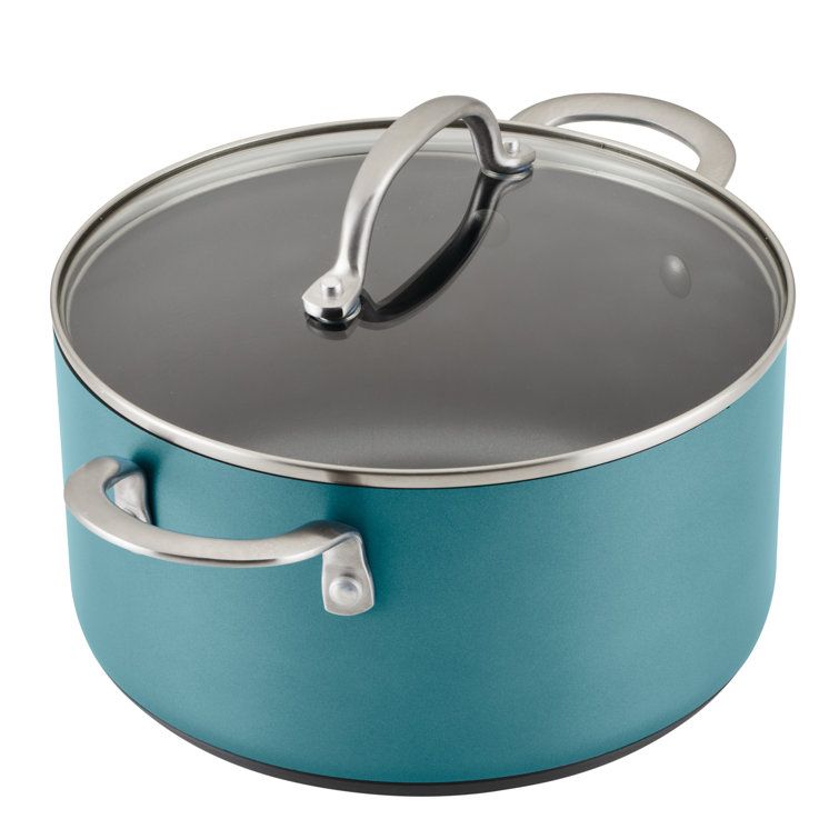 Teal Aluminum Nonstick 10-Piece Cookware Set with Glass Lids
