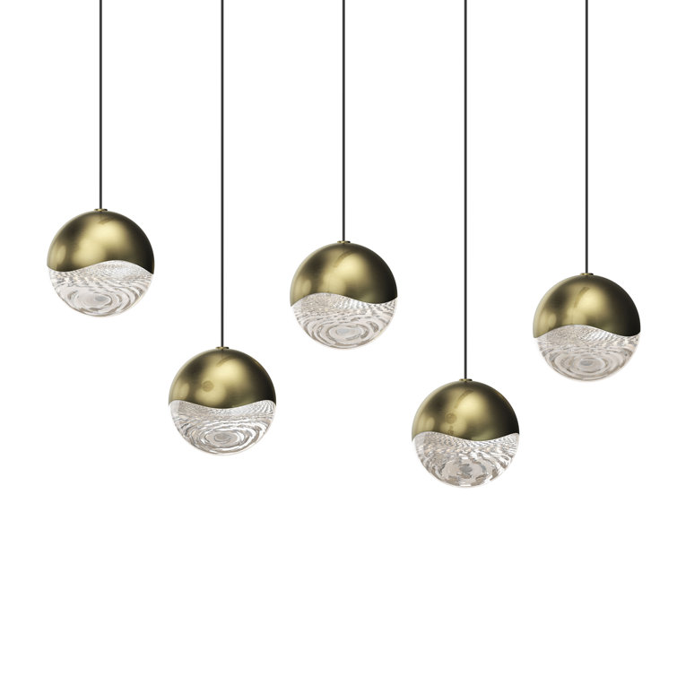 Satin Nickel 37.75" Glass LED Indoor/Outdoor Pendant Light