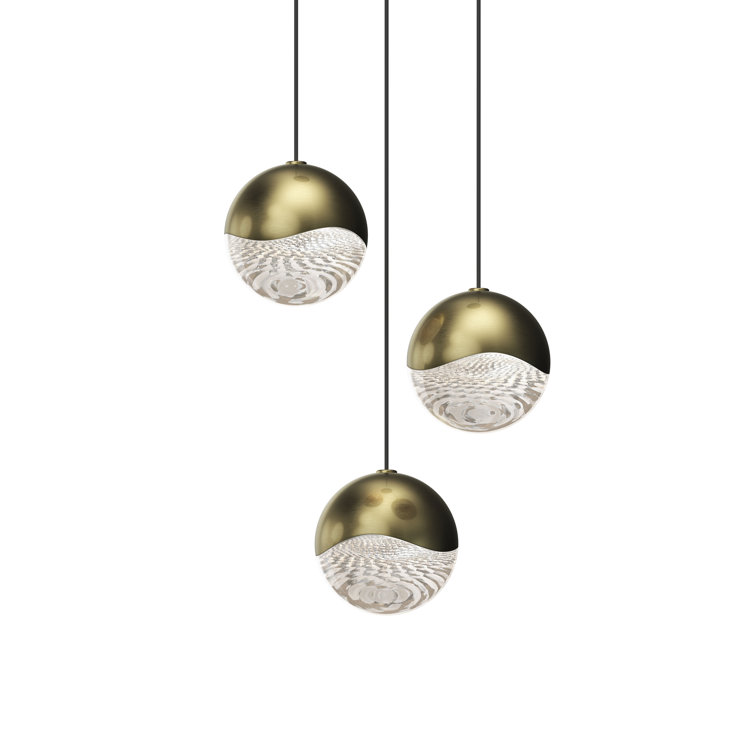 Luminous Brass LED Globe Cluster Pendant, 7.75"