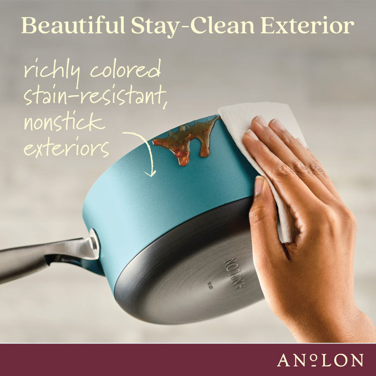 Teal Aluminum Nonstick 2-Quart Saucier with Glass Lid