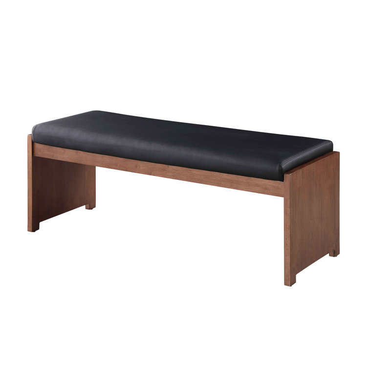 Emma Modern Black Faux Leather and Wood 3-Piece Dining Set