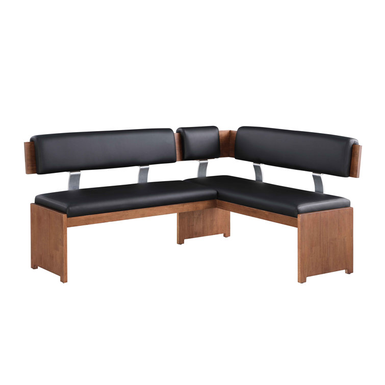 Emma Modern Black Faux Leather and Wood 3-Piece Dining Set