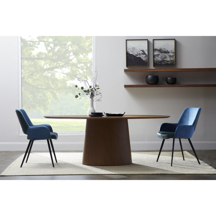 Contemporary Mid-Century Walnut Oval Dining Table, Seats Eight