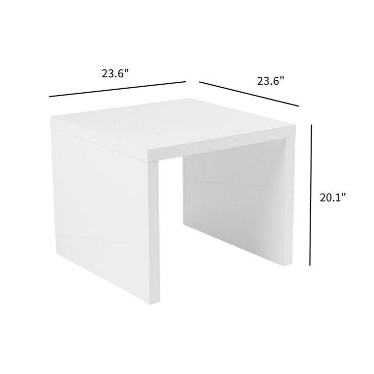 White MDF Square Modern End Table