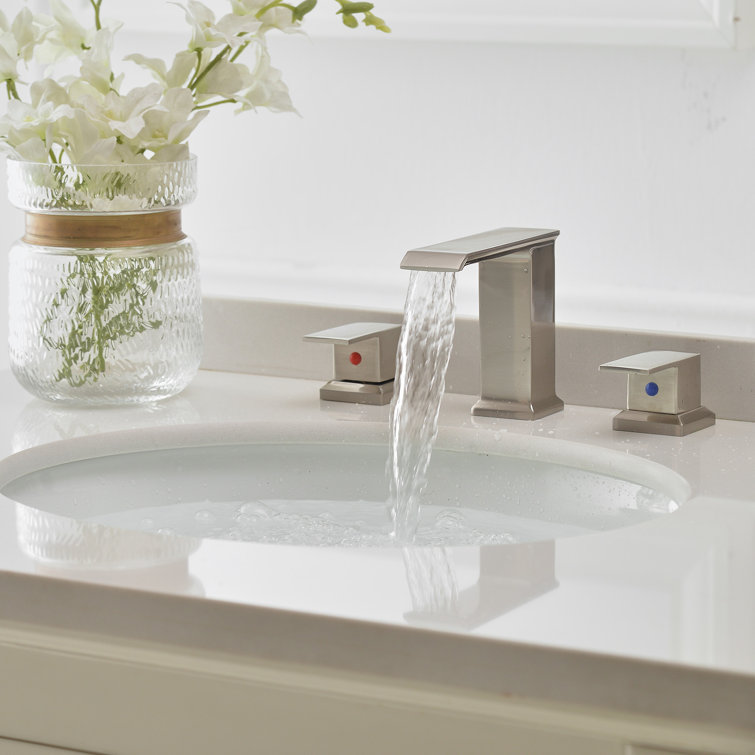 Brushed Nickel 2-Handle Widespread Bathroom Faucet with Drain Assembly