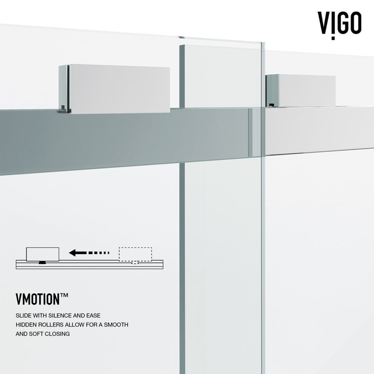 Houston 60" Frameless Sliding Shower Door in Chrome and Clear Glass