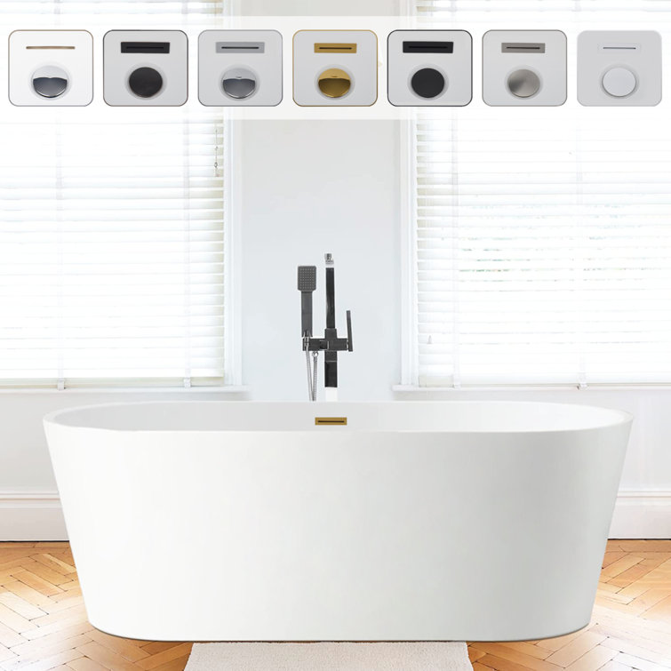 67" x 32" White Freestanding Acrylic Soaking Bathtub
