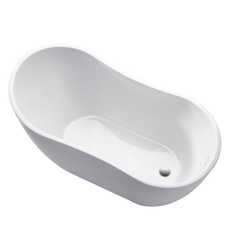 54" White Freestanding Acrylic Soaking Bathtub