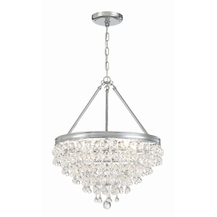 Polished Chrome 6-Light Tiered Crystal Chandelier