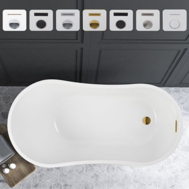 Maya 55" White Freestanding Acrylic Soaking Bathtub