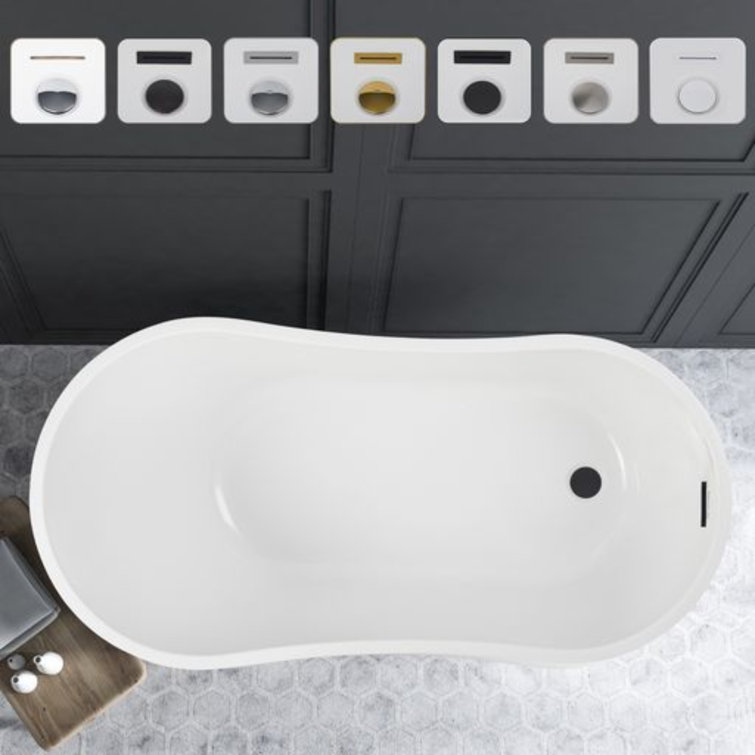 Maya 55" White Acrylic Freestanding Soaking Bathtub