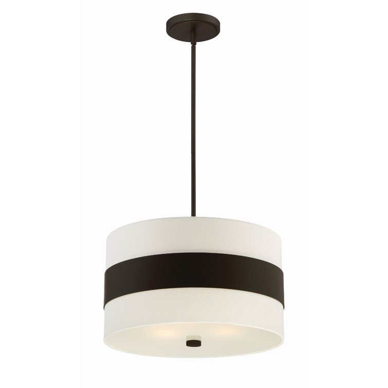 Mini Elegance Dark Bronze Crystal 3-Light Chandelier with Cream Silk Shade