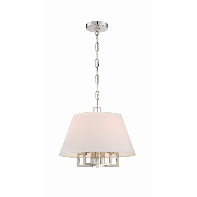 Polished Nickel Mini Chandelier with Silk Shade