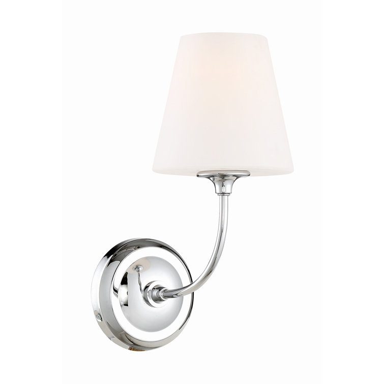 Sylvan Polished Chrome 1-Light Wall Sconce with White Glass Shade