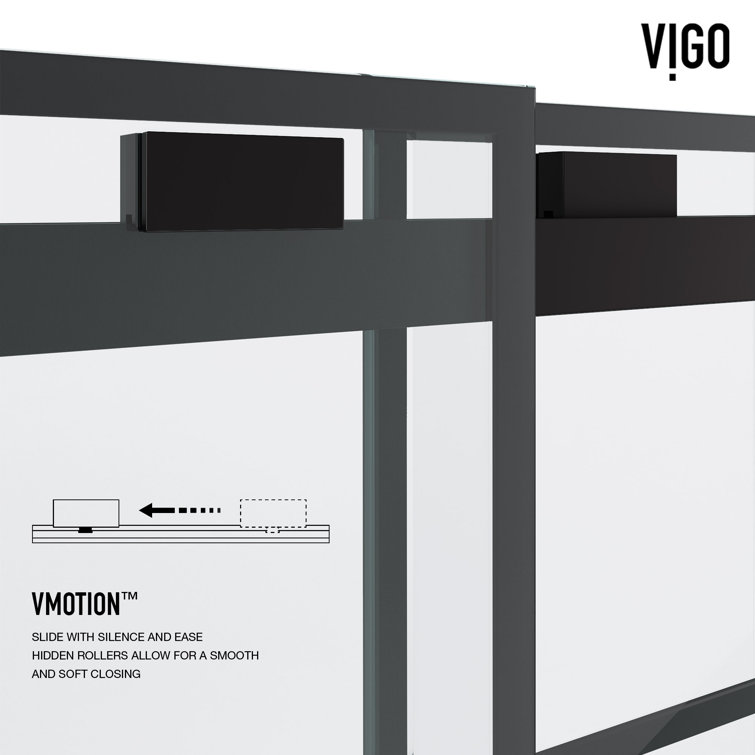 Houston 76" High x 60" Wide Matte Black Frameless Sliding Shower Door