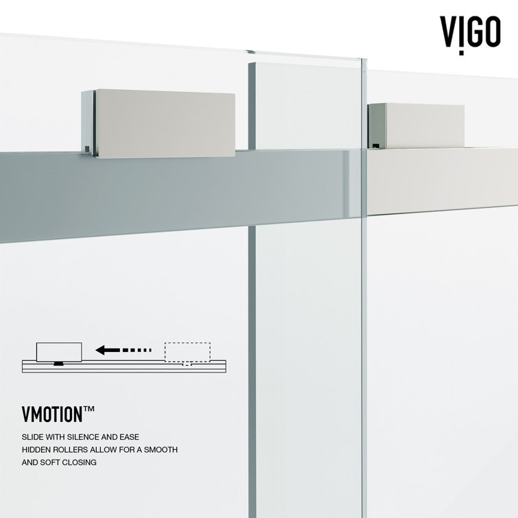 Houston Frameless Sliding Shower Door with Clear Glass and Stainless Steel Finish