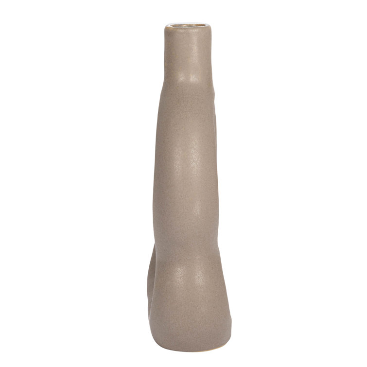 Matte Beige Novelty Ceramic Sculptural Table Vase