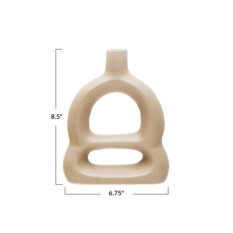 Matte Beige Novelty Ceramic Sculptural Table Vase