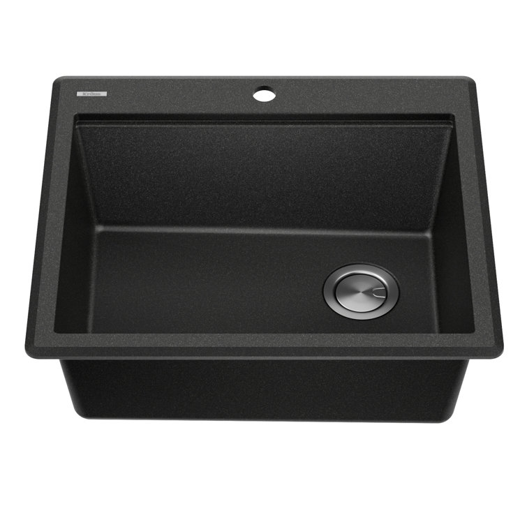 Metallic Black Granite Composite Single Bowl Kitchen Sink