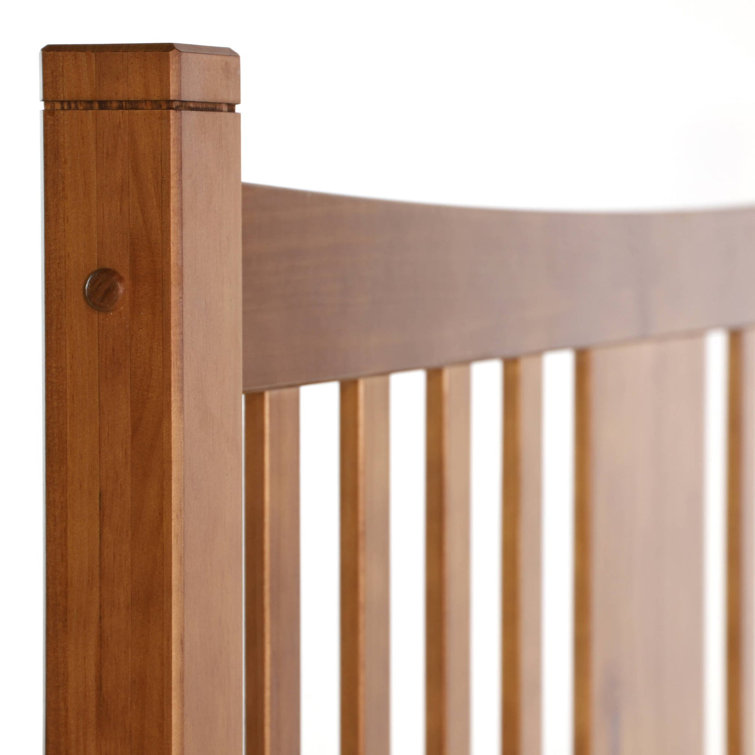 King Walnut Pine Wood Slat Bed with Drawer