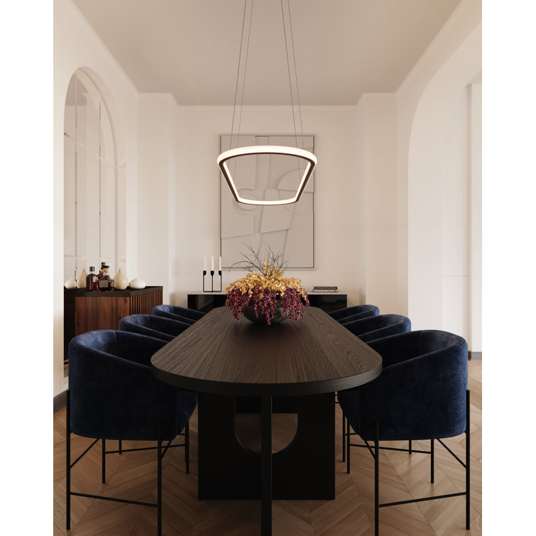 Luna Satin Black LED Oval Island Pendant