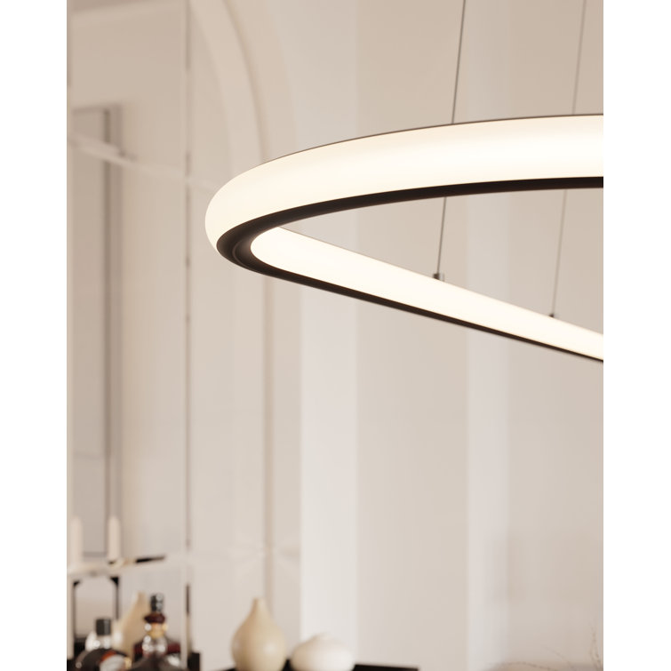 Luna Satin Black LED Oval Island Pendant