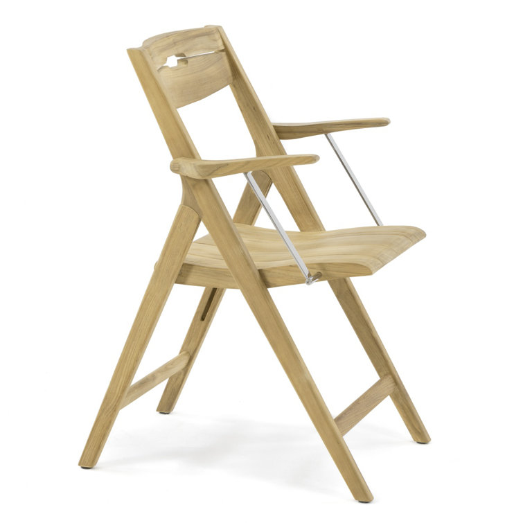 Brown Teak Foldable Patio Dining Chair