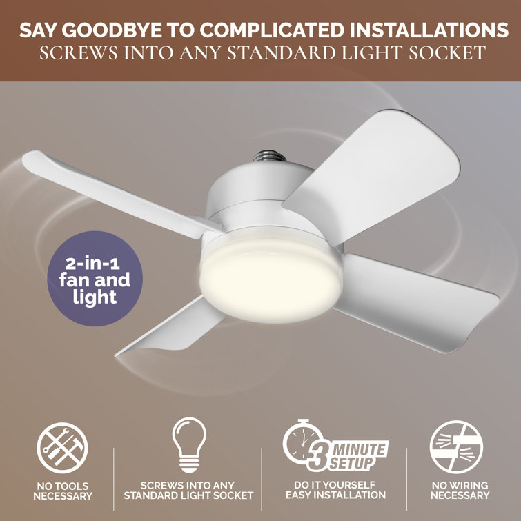 Bright White 6" LED Ceiling Fan with Remote and 4 Blades