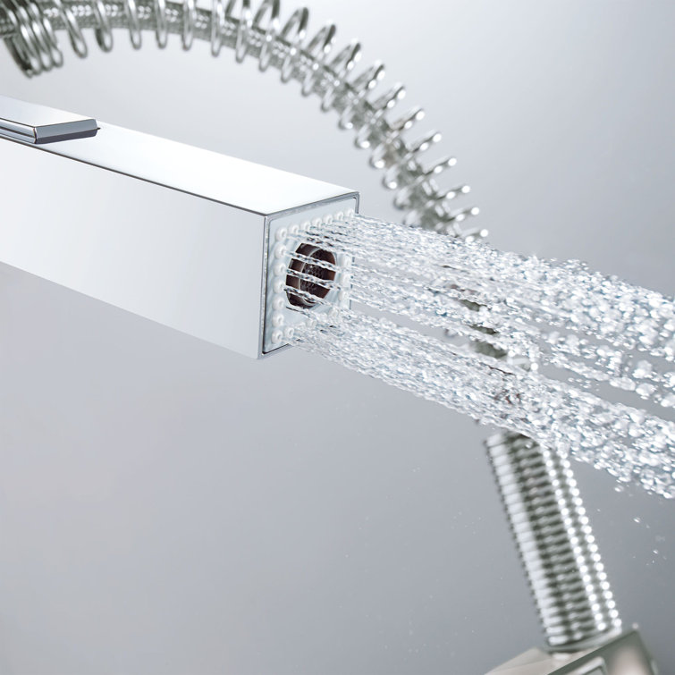 Eurocube Chrome Pull-Out Single Handle Kitchen Faucet