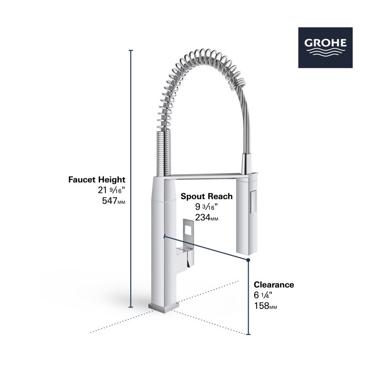 Eurocube Chrome Pull-Out Single Handle Kitchen Faucet