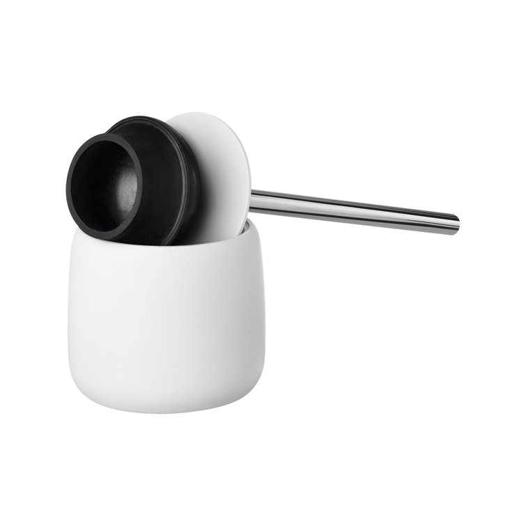 Sleek SONO 18" White Silicone & Stainless Steel Bathroom Plunger Set