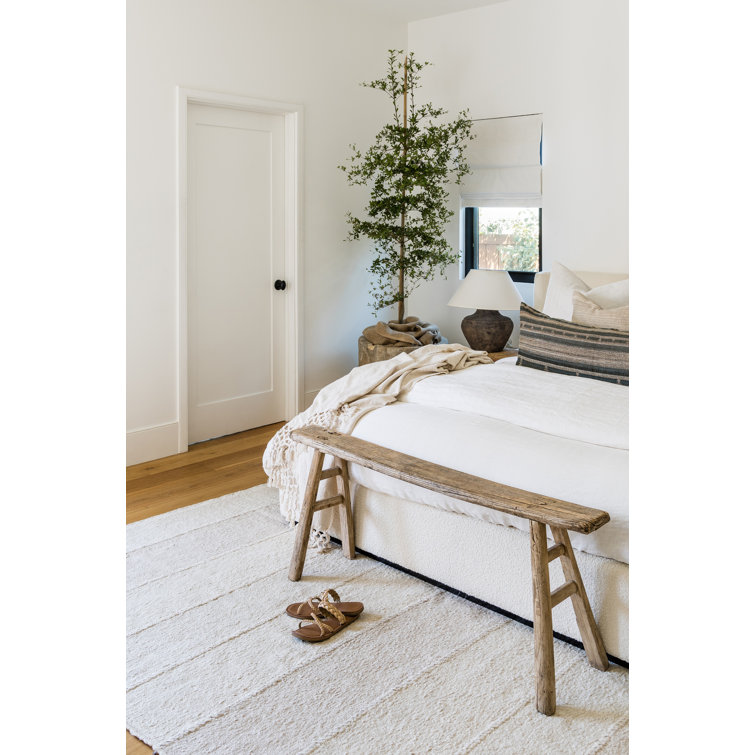 Koukila Ivory Linen Handwoven Stripe Area Rug 10' x 14'