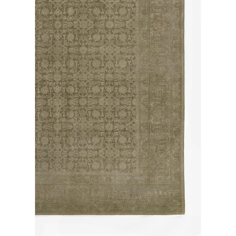 Green Hand-Knotted Wool 8' x 10' Reversible Rug