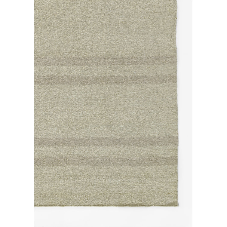 Ivory and Taupe Wool Cotton Striped Runner Rug 2.6x8