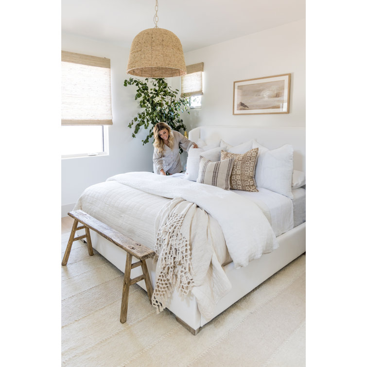 Koukila Ivory Linen Handwoven Stripe Area Rug 10' x 14'