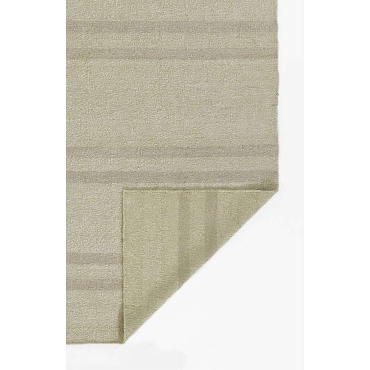 Ivory and Taupe Wool Cotton Striped Runner Rug 2.6x8
