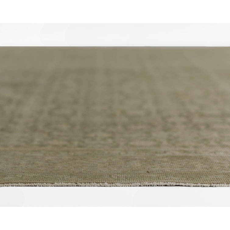 Green Hand-Knotted Wool 8' x 10' Reversible Rug