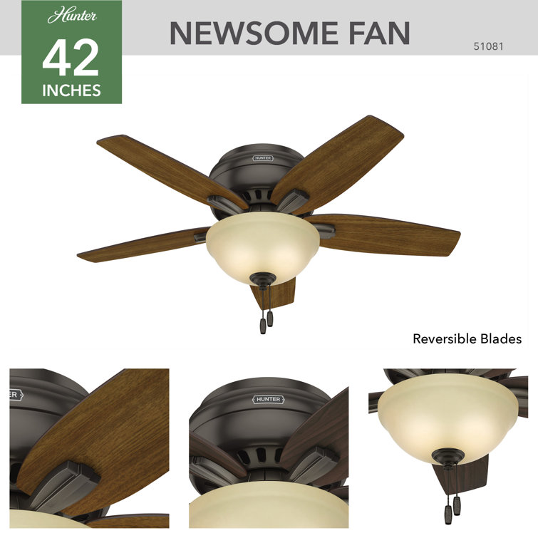 42" Bronze Low Profile Ceiling Fan with LED Light and Remote