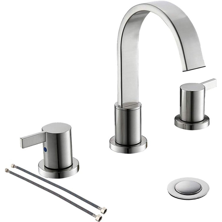 Brushed Nickel 2-Handle Widespread Bathroom Faucet with Drain Assembly