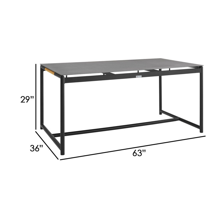 Anat Outdoor Dining Table in Aluminum and Teak with Stone Top