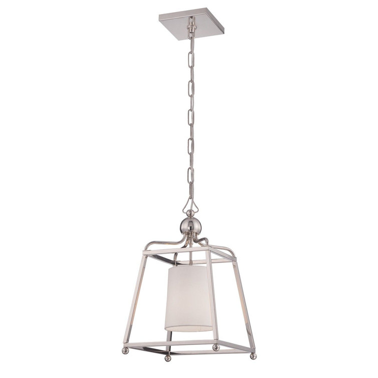 Mini Sylvan Polished Nickel LED Pendant with Ivory Silk Shade