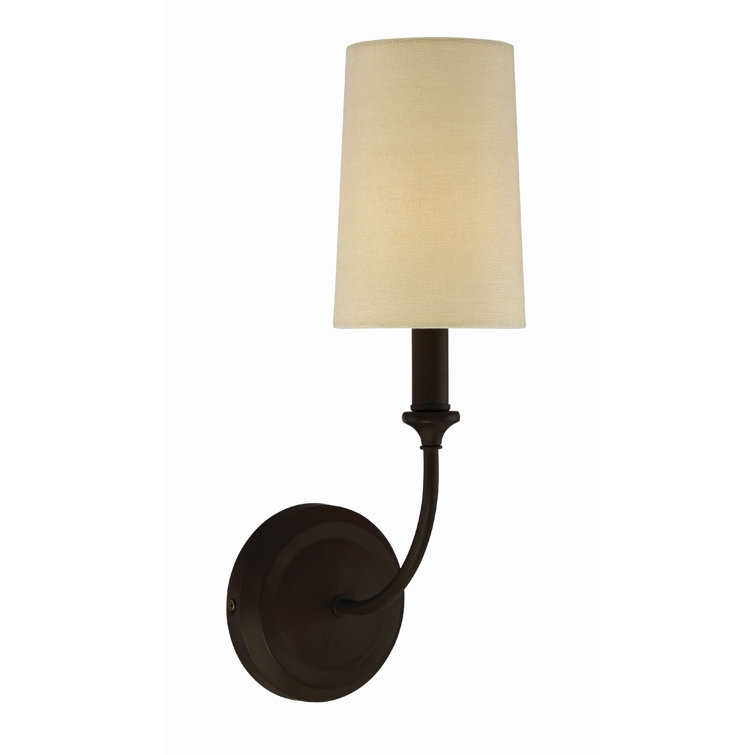 Sylvan Dark Bronze Dimmable Wall Sconce with Ivory Silk Shade