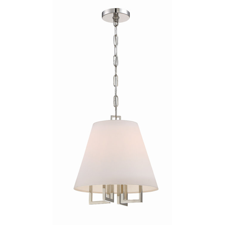 Polished Nickel Mini Chandelier with Silk Shade