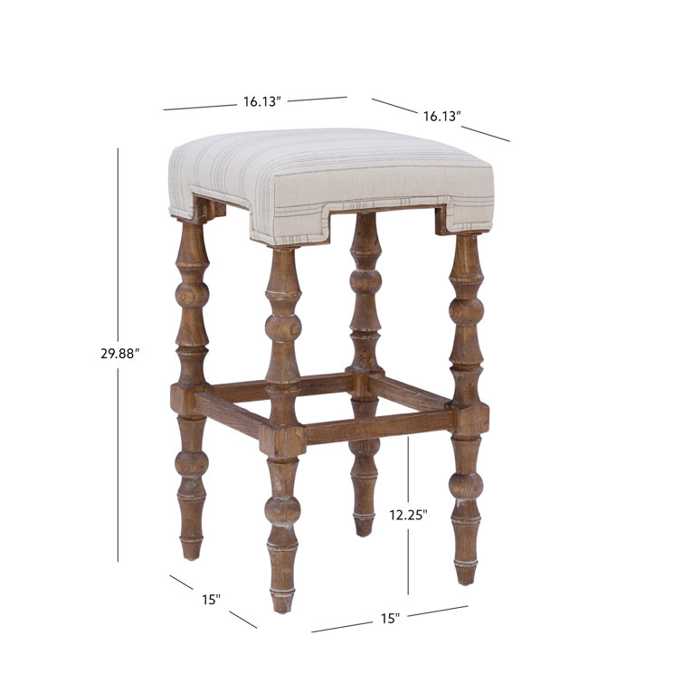 Rustic Charm Backless Barstool in Brown Finish with Geometric Seat