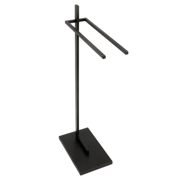 Matte Black 16'' Dual Bar Free Standing Towel Rack