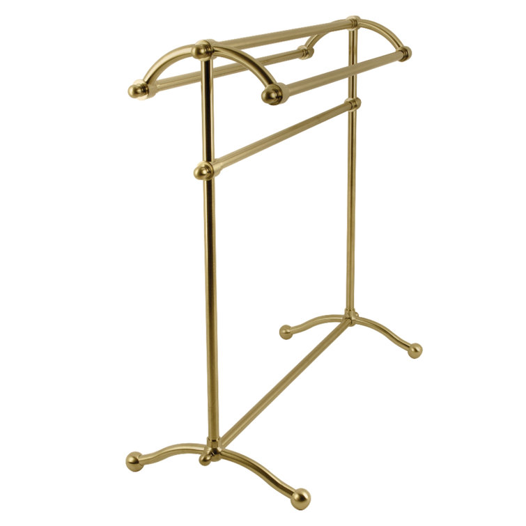 Vintage Brushed Brass 30-Inch Freestanding Towel Rack